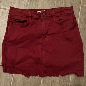 Burgundy denim skirt